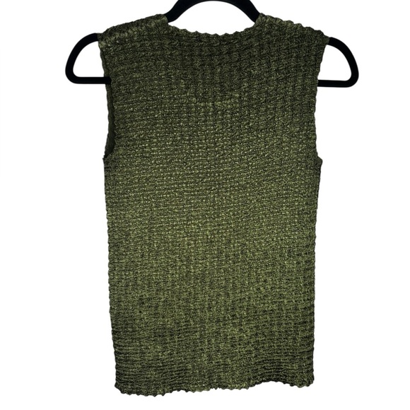 Y2K VTG Nicola Green Rouche Popcorn Tank Top Blouse Size Medium - Picture 4 of 10